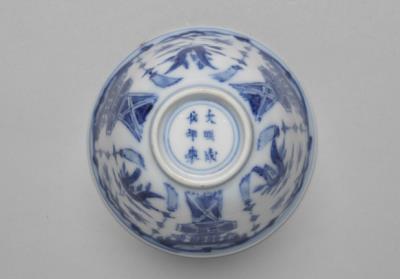 图片[3]-Cup with lanterns and immortals decoration in underglaze blue (Chenghua mark), Qing dynasty, 17th century-China Archive